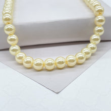 Load image into Gallery viewer, 18k Gold Filled 8mm Beaded Cream Colored Pearl Set

