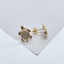 Load image into Gallery viewer, 18k Gold Filled Textured Baby Turtle Studs
