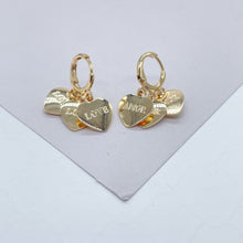 Load image into Gallery viewer, 18k Gold Filled Chandelier Earrings With Double Side Charms of “Love &amp; Amor”

