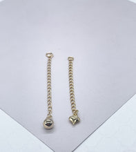Load image into Gallery viewer, 18k Gold Filled Chubby Ball and Heart 2” Extenders for Chains, Necklaces, Anklets

