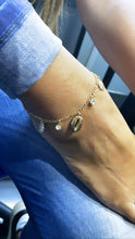 Load image into Gallery viewer, 18k Gold Filled Figaro Chain Anklet With Ocean Animal Charms &amp; Conch shell
