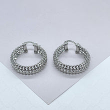Load image into Gallery viewer, 18K GoldFilled Three Row Cuban Link Hoop Earrings
