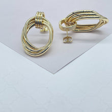 Load image into Gallery viewer, 18k Gold Filled smooth triple Layered Oval solid Earrings
