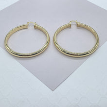 Load image into Gallery viewer, 18k Gold Filled Thick Flat Inside Hoop Earrings, Plain Gold Fat
