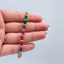 Load image into Gallery viewer, 18k Gold Filled Sophisticated Multi-Stone Zirconia Rainbow Bracelet
