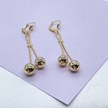 Load image into Gallery viewer, 18k Gold Filled Tri-Color and Plain Gold Dangle Beaded Earrings
