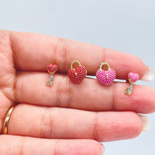 Load image into Gallery viewer, 18k Gold Filled Heart and Lock Earring
