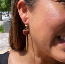 Load image into Gallery viewer, 18k Gold Filled Heart Venturina Drop Earrings: Goldstone Chain Tassels

