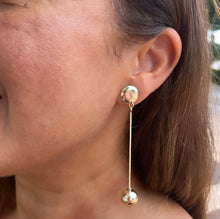 Load image into Gallery viewer, 18k Gold Filled Plain Gold Dangle Beaded Earrings with Push Back Lock
