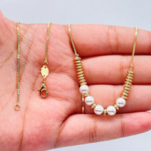 Load image into Gallery viewer, 18k Gold Filled Delicate Pearl Set With Puffy Disks and Pearls
