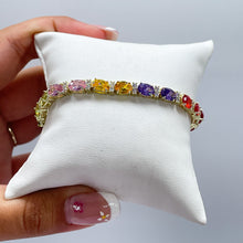 Load image into Gallery viewer, 18k Gold Filled Sophisticated Multi-Stone Zirconia Rainbow Bracelet
