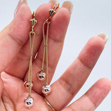 Load image into Gallery viewer, 18k Gold Filled Tri-Color and Plain Gold Dangle Beaded Earrings
