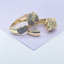 Load image into Gallery viewer, 18k Gold Filled Adjustable Pave Panther Head Ring
