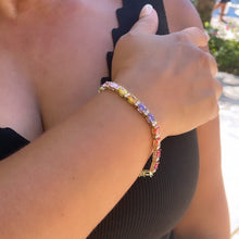 Load image into Gallery viewer, 18k Gold Filled Sophisticated Multi-Stone Zirconia Rainbow Bracelet
