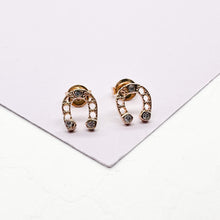 Load image into Gallery viewer, 18k Gold Filled Horse Shoe Zirconia Stone Stud Earring
