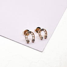 Load image into Gallery viewer, 18k Gold Filled Horse Shoe Zirconia Stone Stud Earring
