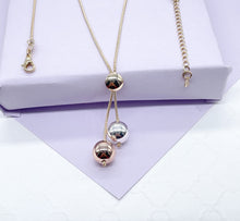 Load image into Gallery viewer, 18k Gold Filled Tri-Color and Plain Gold Dangle Beaded Necklace
