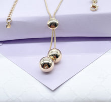 Load image into Gallery viewer, 18k Gold Filled Tri-Color and Plain Gold Dangle Beaded Necklace
