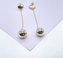 Load image into Gallery viewer, 18k Gold Filled Plain Gold Dangle Beaded Earrings with Push Back Lock
