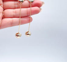 Load image into Gallery viewer, 18k Gold Filled Plain Gold Dangle Beaded Earrings with Push Back Lock
