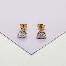 Load image into Gallery viewer, 18k Gold Filled Triangle Zirconia Stud Earrings
