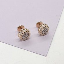 Load image into Gallery viewer, 18k Gold Filled Circle Pave Earrings
