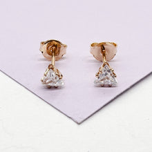 Load image into Gallery viewer, 18k Gold Filled Triangle Zirconia Stud Earrings
