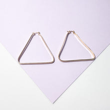 Load image into Gallery viewer, 18k Gold Filled Smooth Triangle Hoop Earrings
