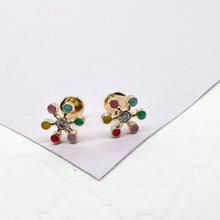 Load image into Gallery viewer, 18k Gold Filled Colorful Flower Stud Earring
