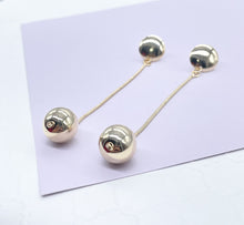 Load image into Gallery viewer, 18k Gold Filled Plain Gold Dangle Beaded Earrings with Push Back Lock
