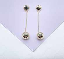 Load image into Gallery viewer, 18k Gold Filled Plain Gold Dangle Beaded Earrings with Push Back Lock
