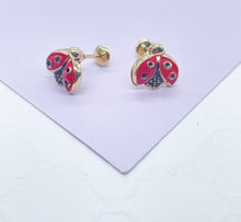 Load image into Gallery viewer, 18k Gold Filled Lady Bug Stud Earring
