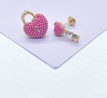 Load image into Gallery viewer, 18k Gold Filled Heart and Lock Earring
