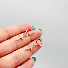 Load image into Gallery viewer, 18k Gold Filled Dangling Cross Earring
