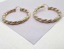 Load image into Gallery viewer, 18k Gold Filled Dial Twisted Hoop Earrings
