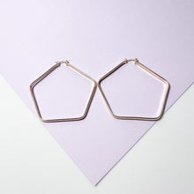 Load image into Gallery viewer, 18k Gold Filled Light Pentagon Hoop Earrings
