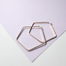 Load image into Gallery viewer, 18k Gold Filled Light Pentagon Hoop Earrings
