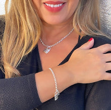 Load image into Gallery viewer, Silver Filled Rolo Link Set With Lock Pendant
