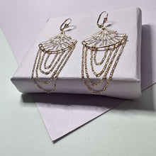 Load image into Gallery viewer, Light 18k Gold Filled Figaro Chain Chandelier Earrings
