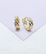 Load image into Gallery viewer, 18k Gold Filled Plain Braided Huggie Earring Available in 2 Sizes
