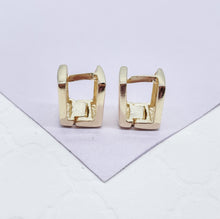 Load image into Gallery viewer, 18k Gold Filled Smooth Plain Square Huggies, Wrap Around Earring
