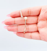 Load image into Gallery viewer, 18k Gold Filled Dainty Cuff Bangle With Stone and Pearl Ends
