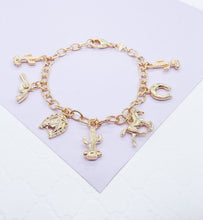 Load image into Gallery viewer, 18k Gold Filled “Wild West” Themed Charm Bracelet
