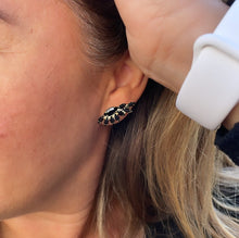 Load image into Gallery viewer, 18k Gold Filled Wing Designed Earring With Black Stones
