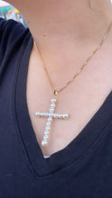 Load image into Gallery viewer, 18k Gold Filled Faux all around Pearl Style Cross Pendant in two sizes
