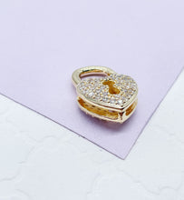 Load image into Gallery viewer, 18k Gold Filled Pave Heart Lock Clasp
