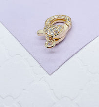 Load image into Gallery viewer, 18k Gold Filled Crab Claw Pave Clasp With Heart Detail
