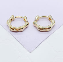 Load image into Gallery viewer, 18k Gold Filled Small Baby Sized Bamboo Huggie Earrings
