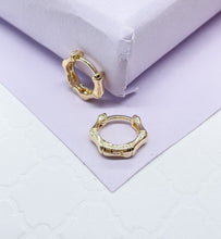 Load image into Gallery viewer, 18k Gold Filled Small Baby Sized Bamboo Huggie Earrings
