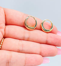 Load image into Gallery viewer, 18k Gold Filled Smooth Plain Dome Huggie Earrings
